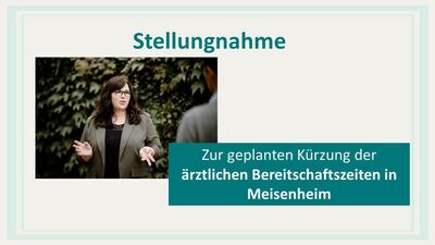 Stellungnahme von Jaqueline Rauschkolb zur geplanten Kürzung der ärztlichen Bereitschaftszeiten in Meisenheim